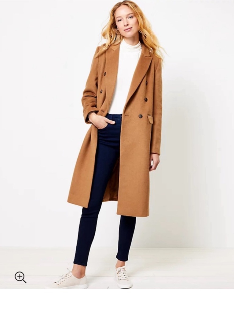 LOFT Double-Breasted Camel Trench Coat